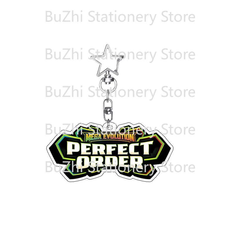 Anime Mega Evolution Acrylic Keychain 5cm – PTCG PKM Cartoon Game Logo Bag Charm Pendant Gift Toy for Boys & Girls Collection