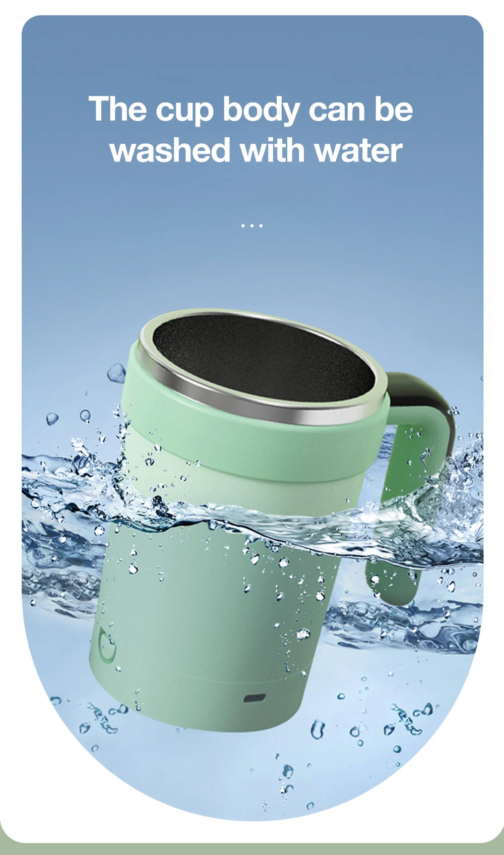 Automatic Rechargeable Electric Coffee Cup Stirrer – Stainless Steel Magnetic Self-Stirring Mug with Detachable Base