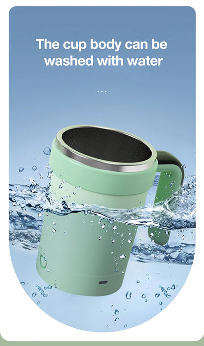 Automatic Rechargeable Electric Coffee Cup Stirrer – Stainless Steel Magnetic Self-Stirring Mug with Detachable Base
