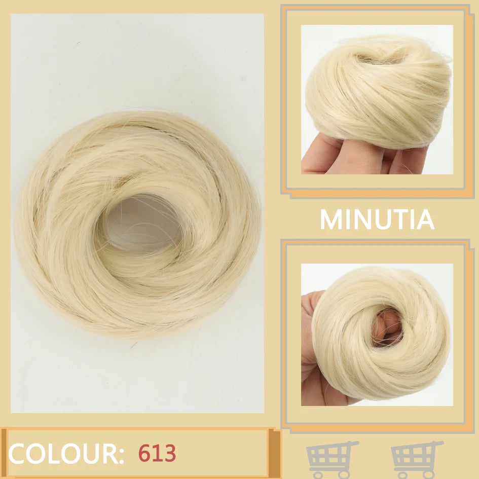 Allaosify Synthetic Bun – Straight Hair Circle with Elastic Rope, Natural Dark & Light Hair Color, Hair Accessories for Women