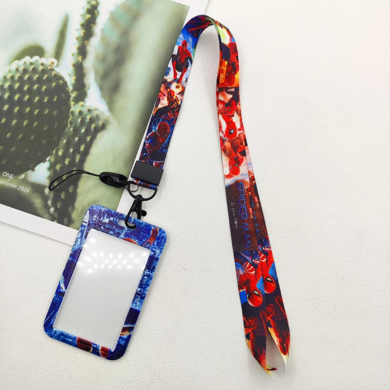 Disney Superhero ID Badge Holder Lanyard — Cartoon Neck Strap for Subway Card, Boys & Kids Campus Credential Case