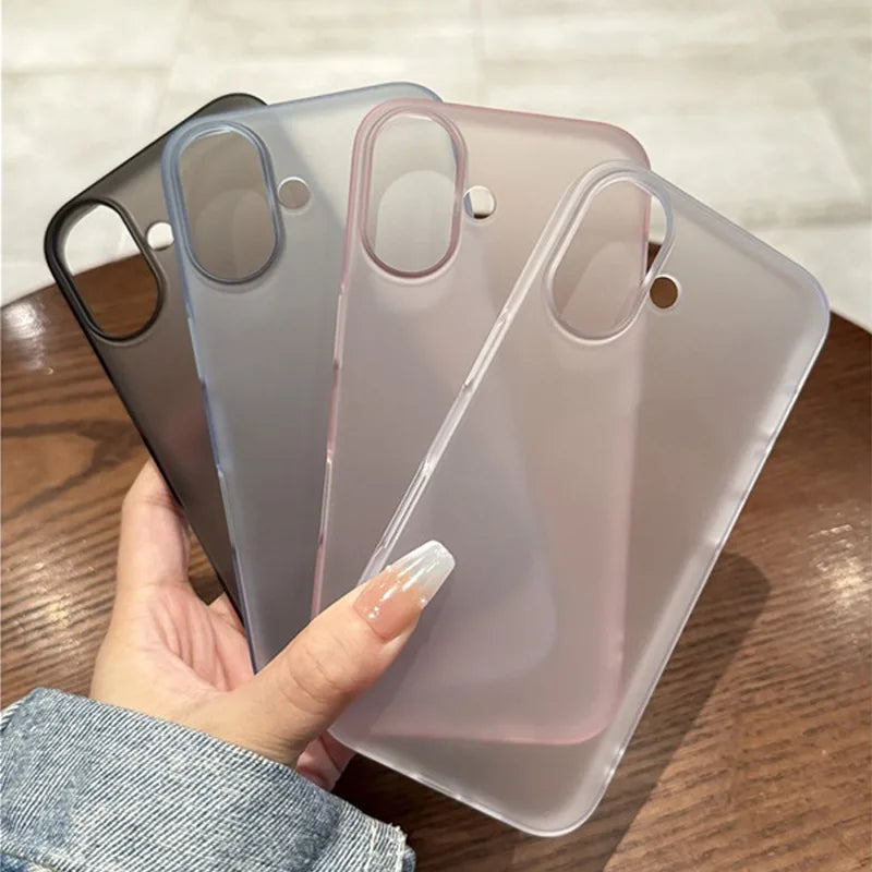Translucent Matte PC Phone Case for iPhone 12-17 Pro Max Plus - Clear Shockproof Full Protective Cover with Slim Hard Shell Design