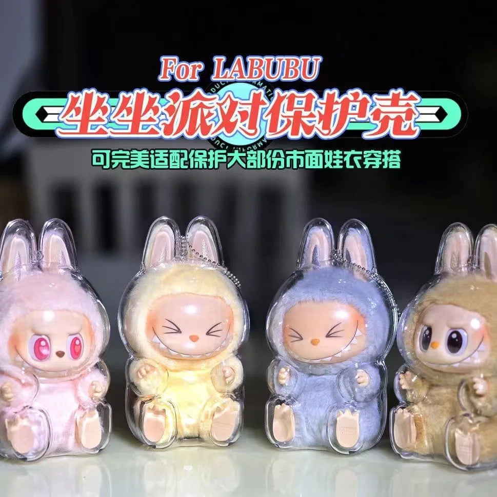 Transparent Protective Display Cover for Labubu Elf Plush Dolls – Cute Storage Box for Party Toys