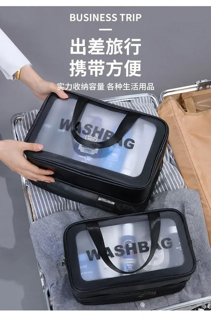 2025 Portable Travel Bag – Dual Transparent Dry & Wet Separation PU Cosmetic Pouch for Fitness and Swimming Essentials