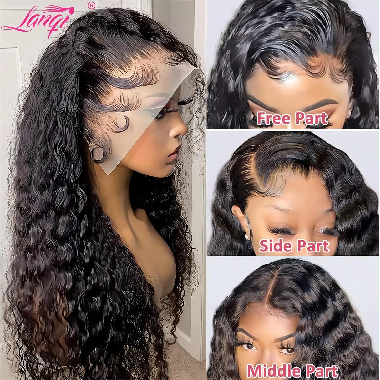 250% Curly Human Hair Lace Front Wig – Deep Wave Brazilian Remy 13x4 Water Wave Lace Frontal Wig