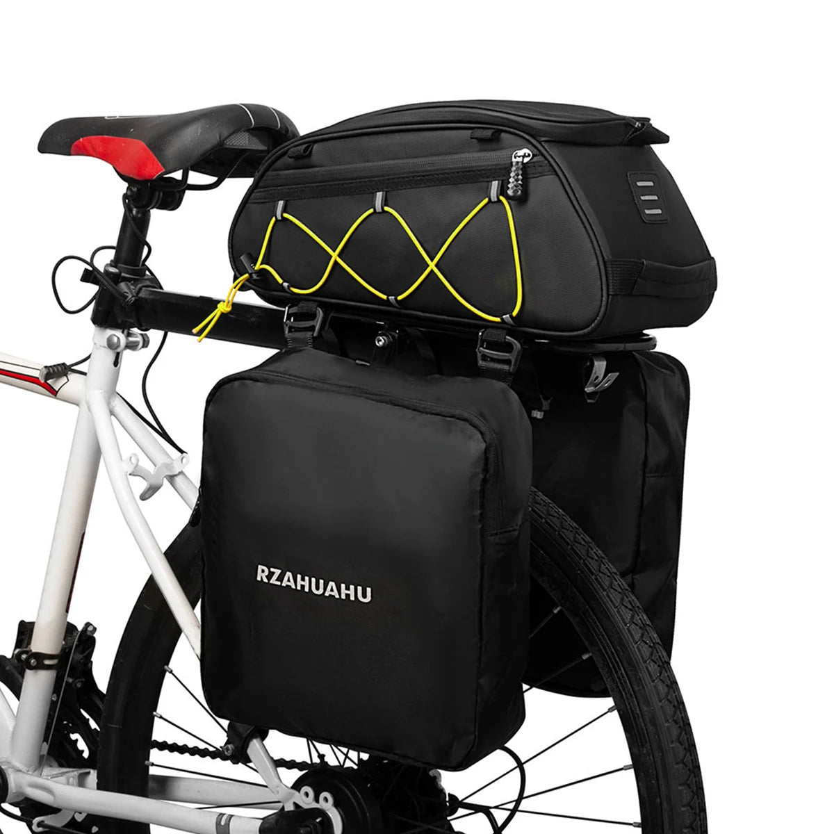 3-in-1 Waterproof Bike Rack Trunk Bag with Cooler & 2 Side Hanging Bags – Bicycle Rear Seat Cargo Luggage