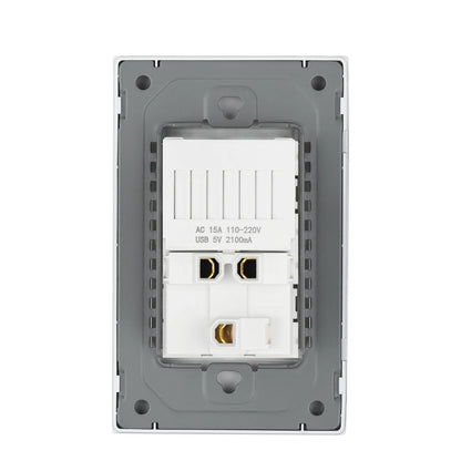 US Plug with USB Type-C Charging Port – 5V 2.1A, Household Electrical Wall Outlet for America & Mexico, 118x72mm PC Panel
