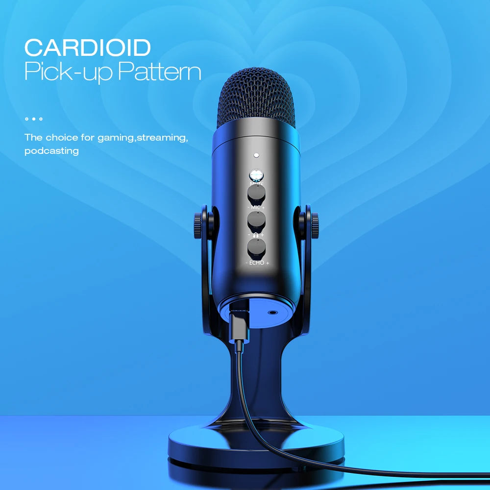 Haomuren USB Microphone for PC & Mac – Condenser Mic for Gaming, Streaming, Recording, with Phone Adapter & Headphone Output