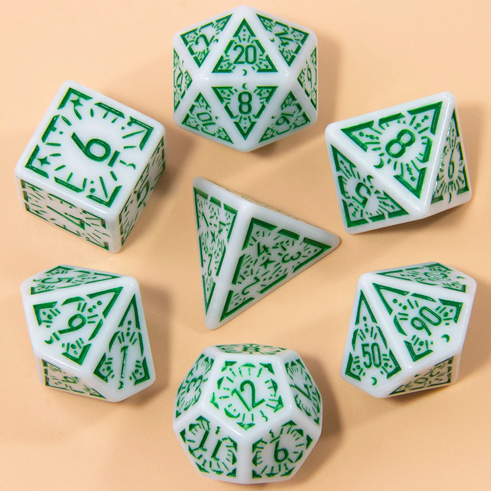 DND Carving Pattern Dice Set - 7Pcs RPG Polyhedral Dice for Board Games, Gifts & Entertainment Accessories