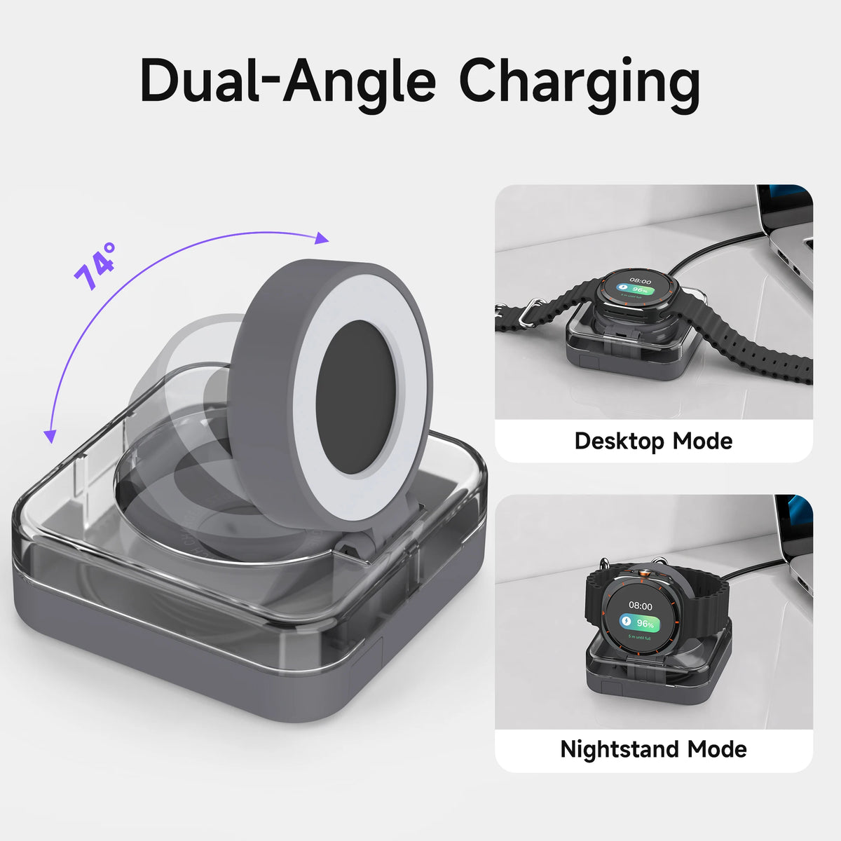 Samsung Galaxy Watch Charger Organizer Case - Cable Storage Box, Phone Holder and Watch Stand for Galaxy Watch Ultra, 7, 8 and 9