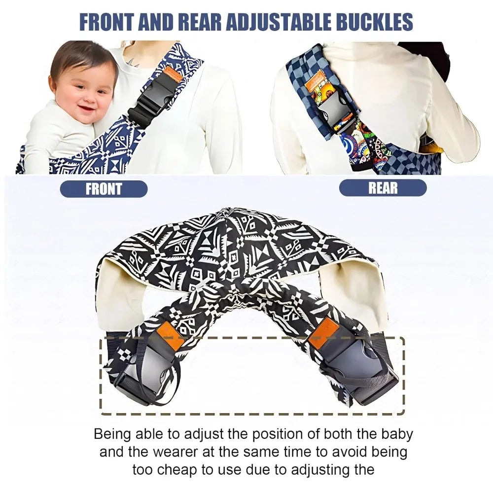 Adjustable Baby Carrier Crossbody Wrap - Portable Toddler Hip Seat Sling Bag for Travel & Newborns