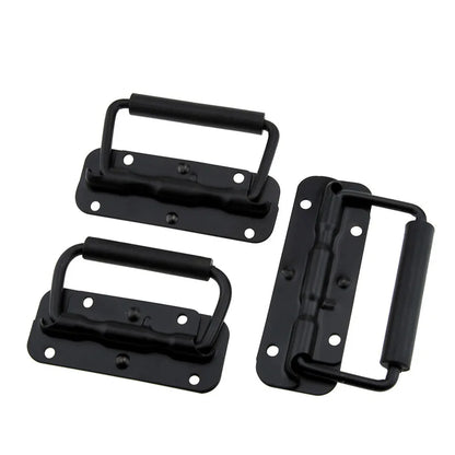 Iron Spring Handle | Black Folding Handle for Luggage, Tool Boxes, Industrial Equipment, and Cabinets