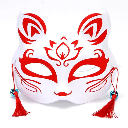 Hand-Painted Fox Mask –  Anime-Inspired Half-Face Cosplay Mask for Raves, Festivals, Masquerade Parties & Costumes
