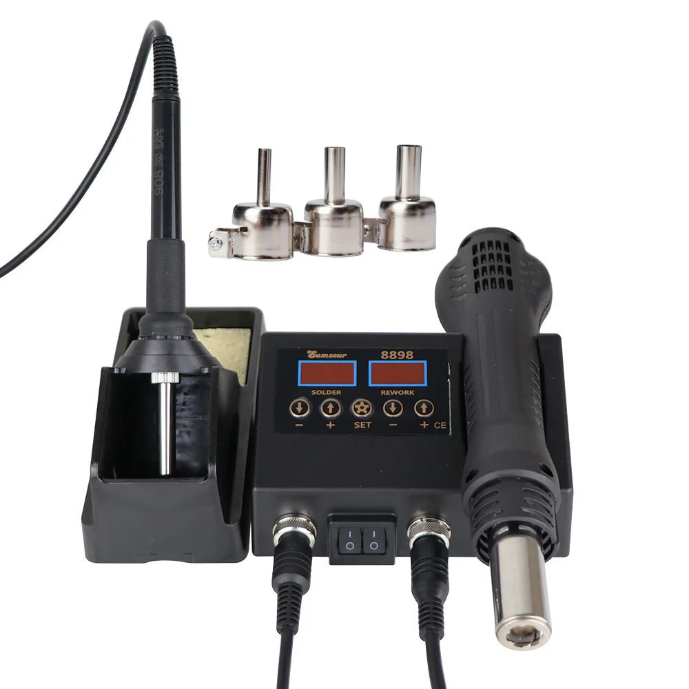 2-in-1 Soldering Station | Digital Temperature Adjustable SMD Solder Iron & Hot Air Heat Gun for PCB & IC Repair