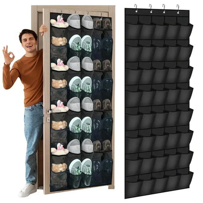 Over The Door Shoe Organizer - 14/24/40 Grid Mesh Pocket Hanging Rack for Closet Shoe Storage & Organization