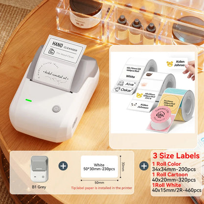 NIIMBOT B1 Portable 2-Inch Thermal Label Printer with Adhesive Tapes Bluetooth Mini Sticker Maker for Smartphone & PC