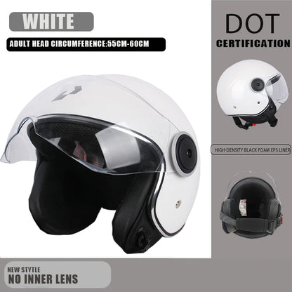 DOT Certified Vintage Open Face Motorcycle Helmet – Retro 3/4 Cruise Casco Casque Moto for Men & Women