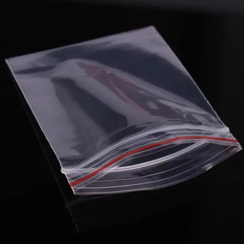 100pcs 50 Micron Clear PE Zip Lock Bags – Reclosable Plastic Pouches for Candy, Cookies & Dried Fruits