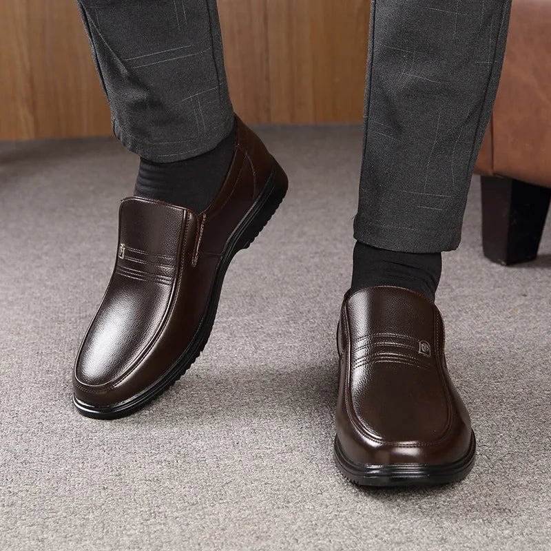 Men’s Genuine Leather Handmade Loafers - Soft Breathable Slip-On Business Casual Shoes