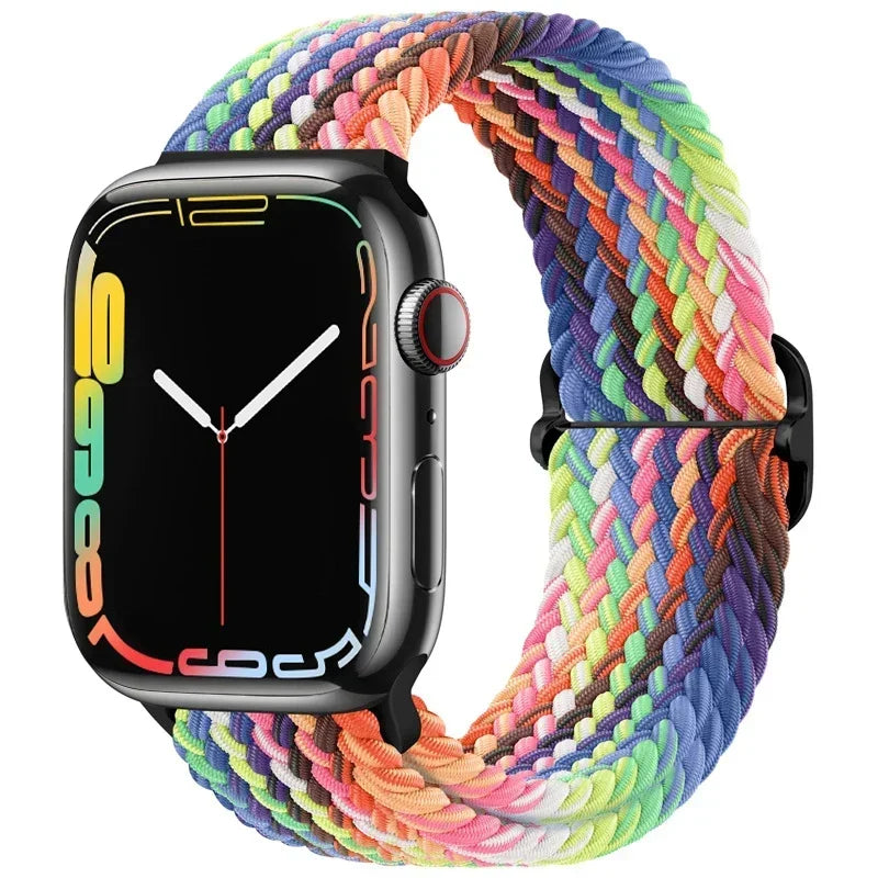Braided Nylon Apple Watch Band – Adjustable Sport Strap Compatible with Ultra 2, Series 10/9/8/7/6/SE (40–49mm) Wrist Bracelet