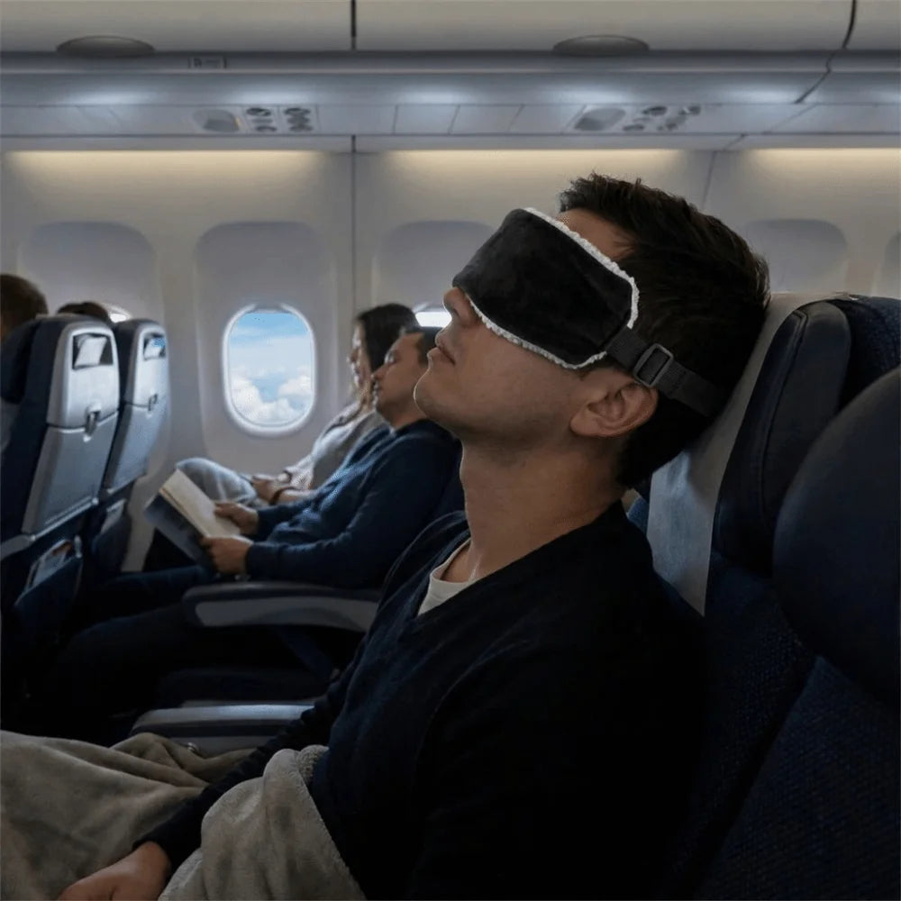Adjustable Travel Eye Mask and Neck Pillow - Ergonomic Head Support Strap for Comfortable Long-Distance Travel