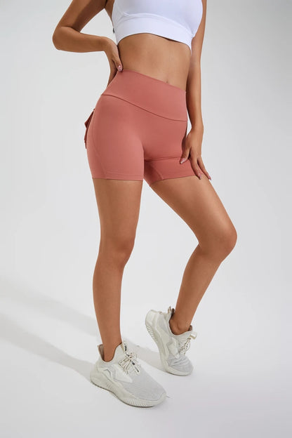 QINACTIVE Women’s Yoga Shorts — High Waist Scrunched Butt Pocket Push-Up Gym Leggings & Sexy Booty Fitness Tights