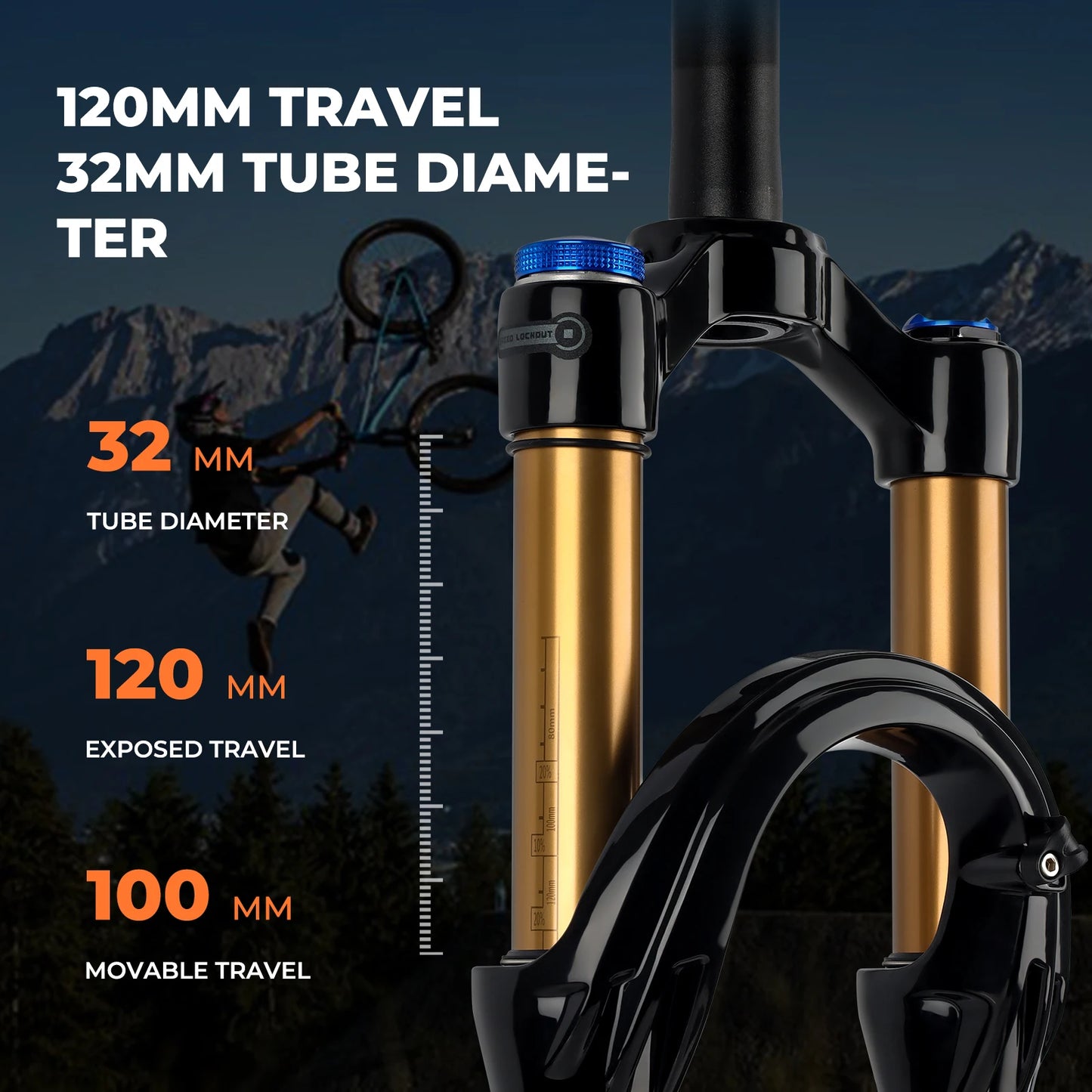 BOLANY Bike Air Fork – 27.5/29inch, 120mm Travel, Lightweight Magnesium Alloy Oil Air Suspension with Quick Release