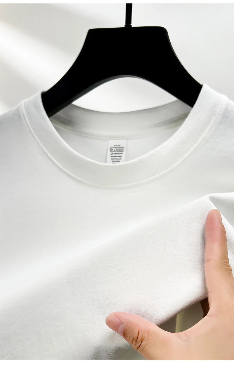 100% Pure Cotton Men’s Summer T-Shirt – High-End Short Sleeve Round Neck Breathable Fashion Top