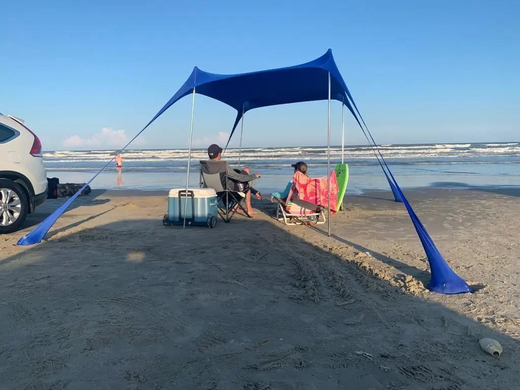 Family Beach Canopy – Large UPF50+ Sunshade Tent with Stability Poles for Beach, Camping, Parties & Picnics