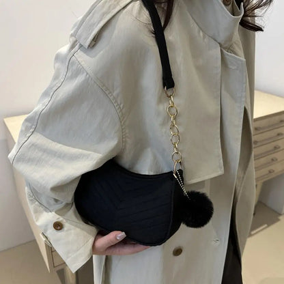 Mini Women's Shoulder Bag - Fashion Felt Underarm Saddle Handbag