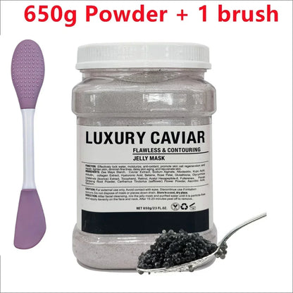 650g Chamomile Hyaluronic Acid Facial Moisturizing Mask Powder with Silicone Brush, Rose Jelly Mask for Skin Elasticity