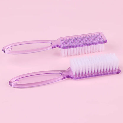 4PCS Transparent Nail Cleaning Brushes – Plastic Handle Pedicure & Manicure Scrub Brushes