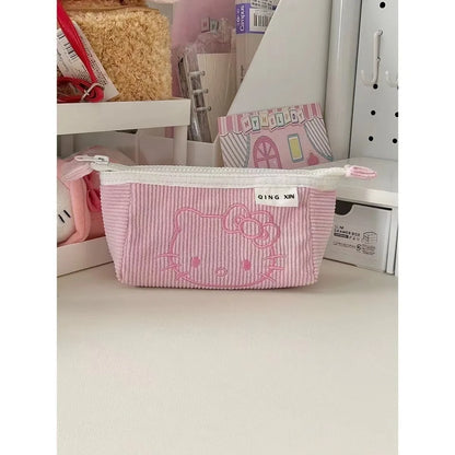 Kawaii Hello Kitty 2 Layered Large Capacity Pencil Bag – Cute Cartoon Student School Pencil Box, Gifts for Girls