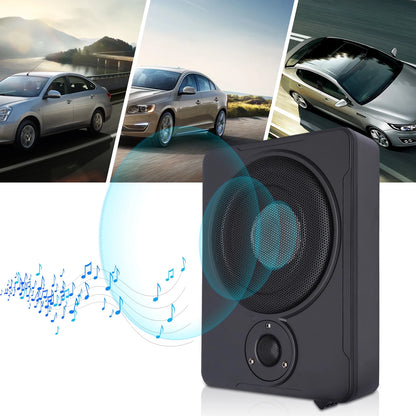Powerful 8-Inch Ultra Thin Car Subwoofer with Metal Cover - 12V 600W Active Under Seat Car Subwoofer for Deep Bass