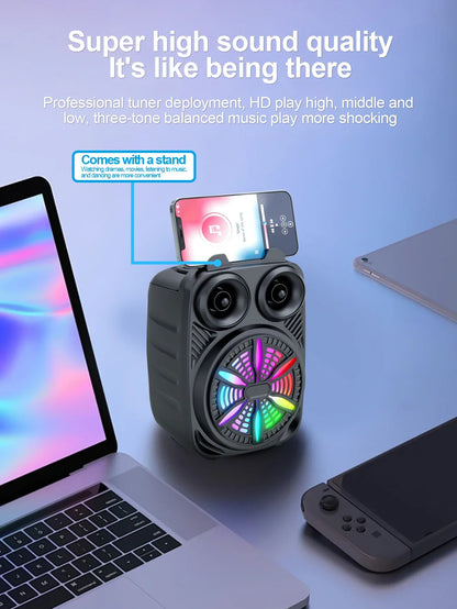 500mAh Bluetooth Speaker – High-Power Sound Box with TF/U-Disk, Karaoke & Handheld Subwoofer for Dancing