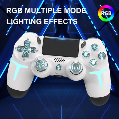 GAMINJA RGB Wireless Game Controller - Bluetooth Gamepad for PS4 PS3 PC with LED Lights, 6-Axis Gyro and Dual Vibration