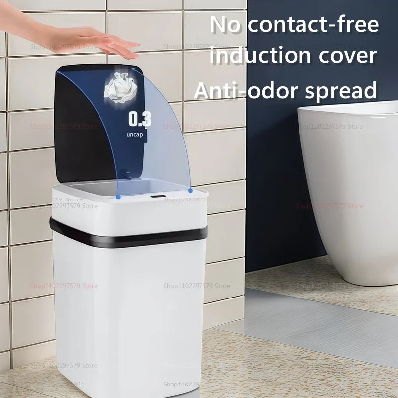 Smart Automatic Trash Can — Household Toilet & Bathroom Waste Basket with Lid, Motion Sensor 2025