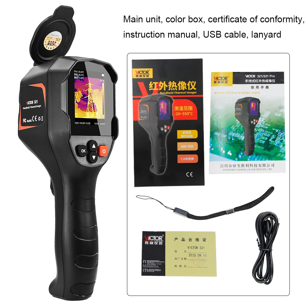 VICTOR 256×192 Android Thermal Imager - 25Hz Type-C Thermal Camera with -15°C to 600°C Range for Electrical & HVAC Inspection