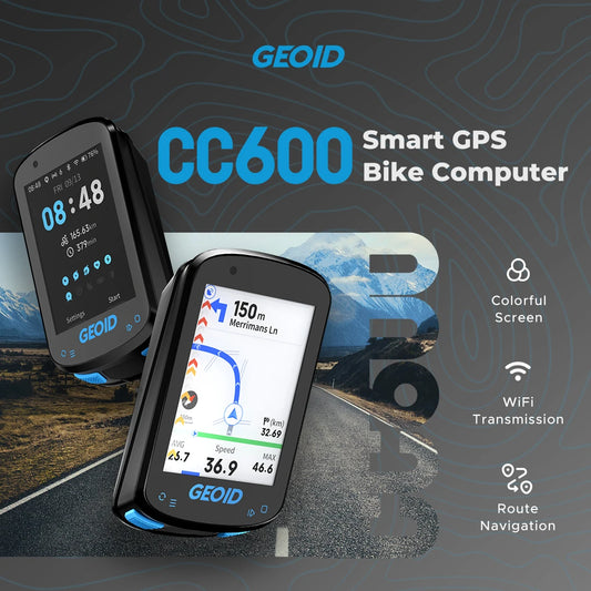 GEOID CC600 Bike Computer – Color Screen Smart GPS Speedometer with Wireless ANT+, WIFI, 11 Languages & Cycling Odometer