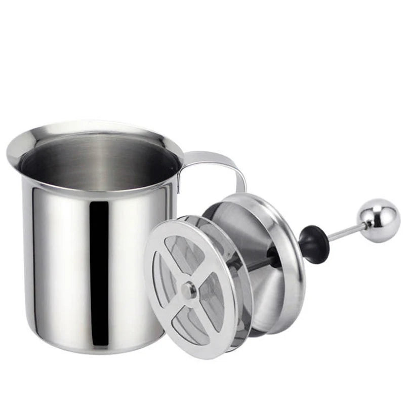 Double Mesh Stainless Steel Milk Frother & Creamer – 400ML Coffee Foam Maker, Egg Beater & Kitchen Mixing Tool for Latte Art
