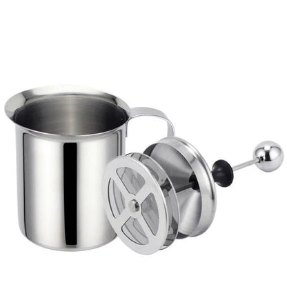 Double Mesh Stainless Steel Milk Frother & Creamer – 400ML Coffee Foam Maker, Egg Beater & Kitchen Mixing Tool for Latte Art