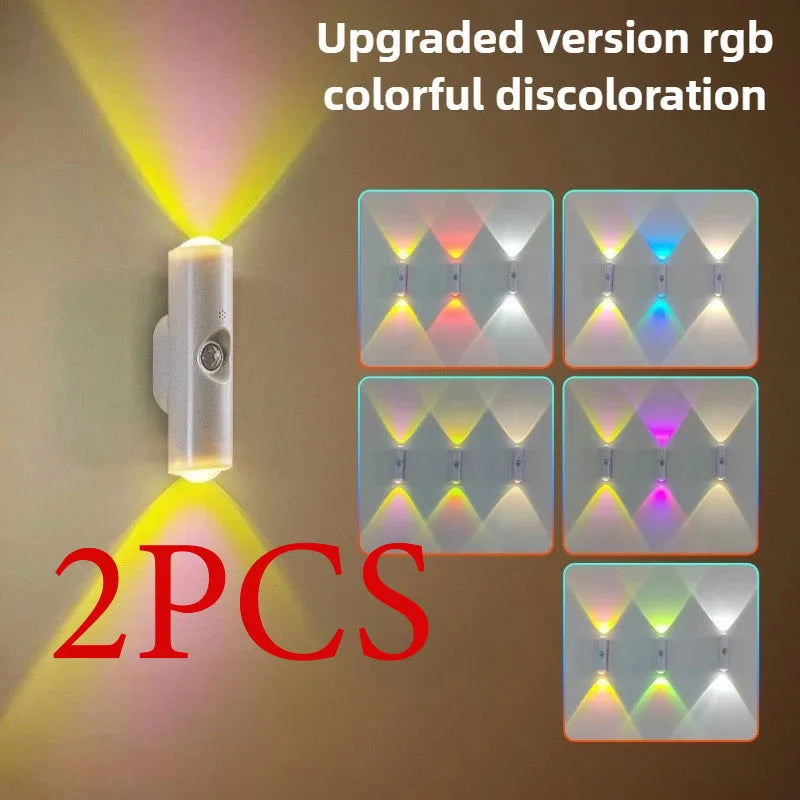 Smart RGB Gradient Night Light - Magnetic Motion Sensor Rechargeable Wall Lamp for Bedroom, Bathroom & Closet