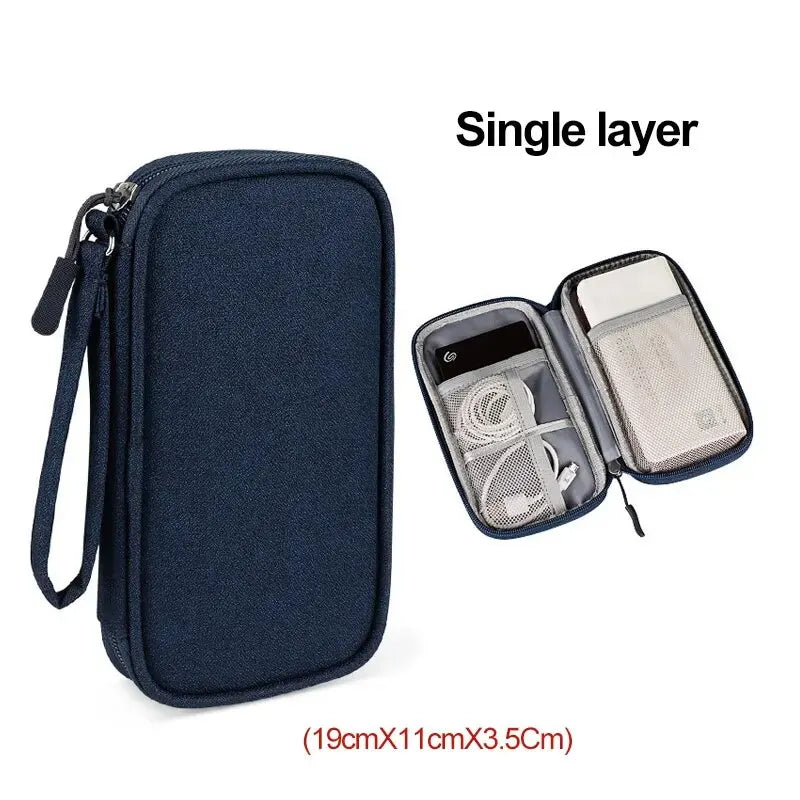 Waterproof Travel Cable Organizer Bag – Portable Double-Layer Storage Pouch for Cables & Chargers