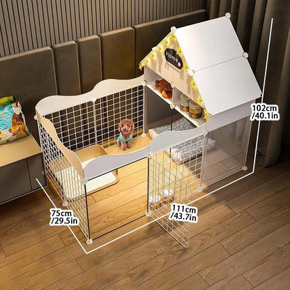 Indoor Pet Dog Enclosure Kennel – Small Dog Fence with Isolation Door & Built-In Toilet Area