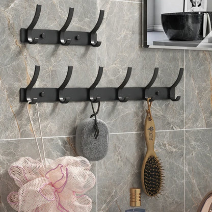 YUNJIEYA Folding Robe Hooks | Black White Towel Hanger Nail Wall Rack | Coat Clothes Holder for Bathroom Kitchen Accessories