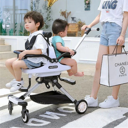 Lightweight Twin Baby Stroller - Foldable Double Seat High-View Carriage with Adjustable Handle