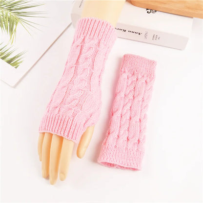 Women's Long Fingerless Gloves - Winter Knitted Arm Warmers | Casual Soft Thin Mittens | Unisex