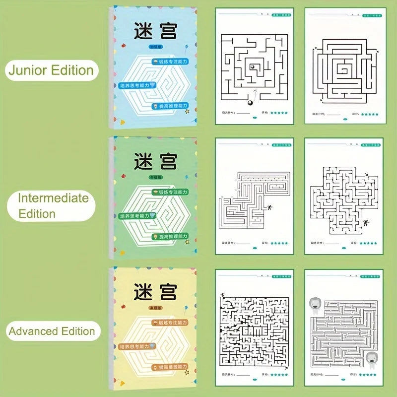 Maze Training Book – Puzzle Game to Improve Concentration, Thinking & Attention, Fun Educational Gift