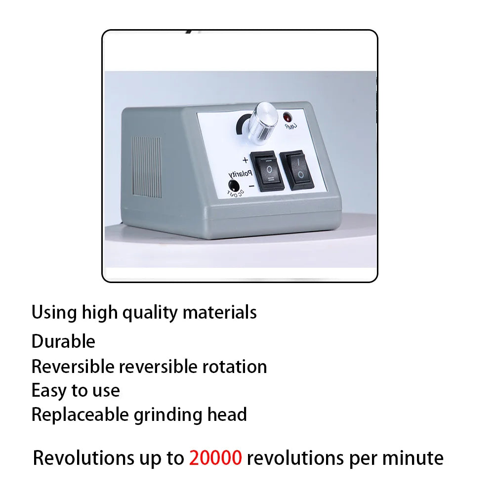 20000RPM Professional Nail Drill Machine Set - Low Noise Nail File Kit with Drill Bits & Gel Polish Remover Tools