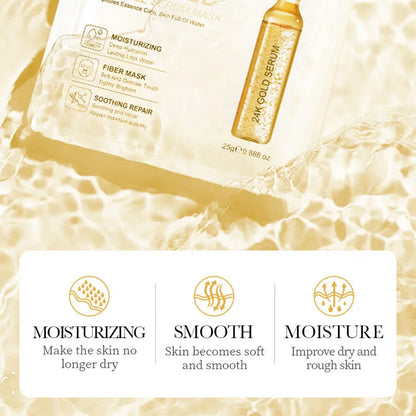 10pcs SADOER 24K Gold Face Masks – Vitamin C & Hyaluronic Acid for Moisturizing, Firming & Hydrating Skin Care